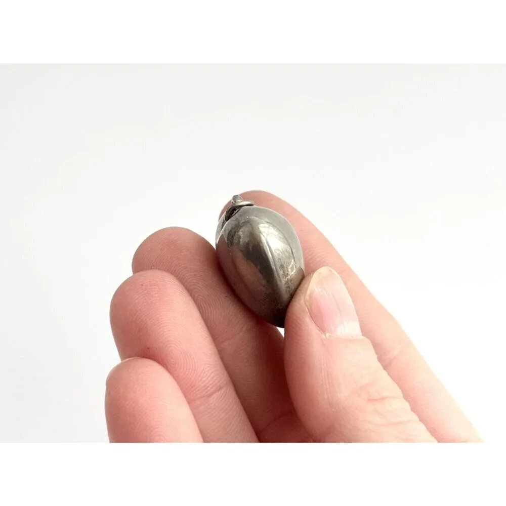 Silver Toned Puffed Heart Vintage Costume Jewelry Pendant | Charm